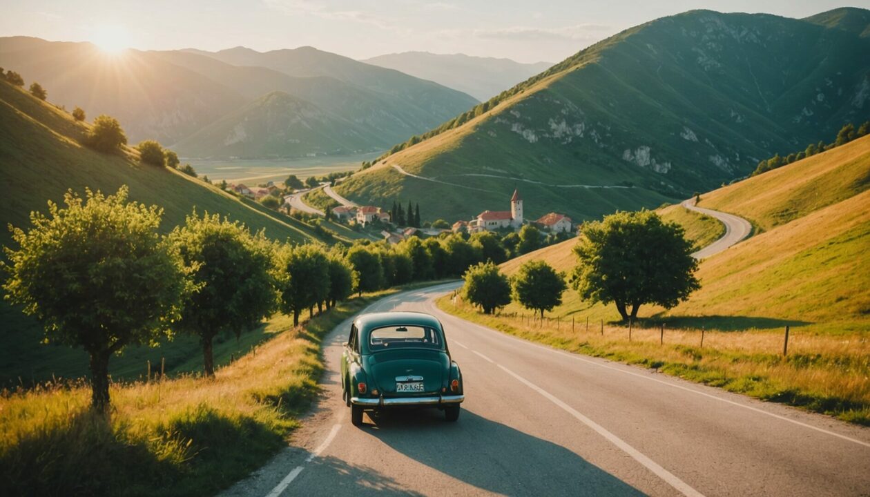 Paysages des Balkans lors d'un road trip européen